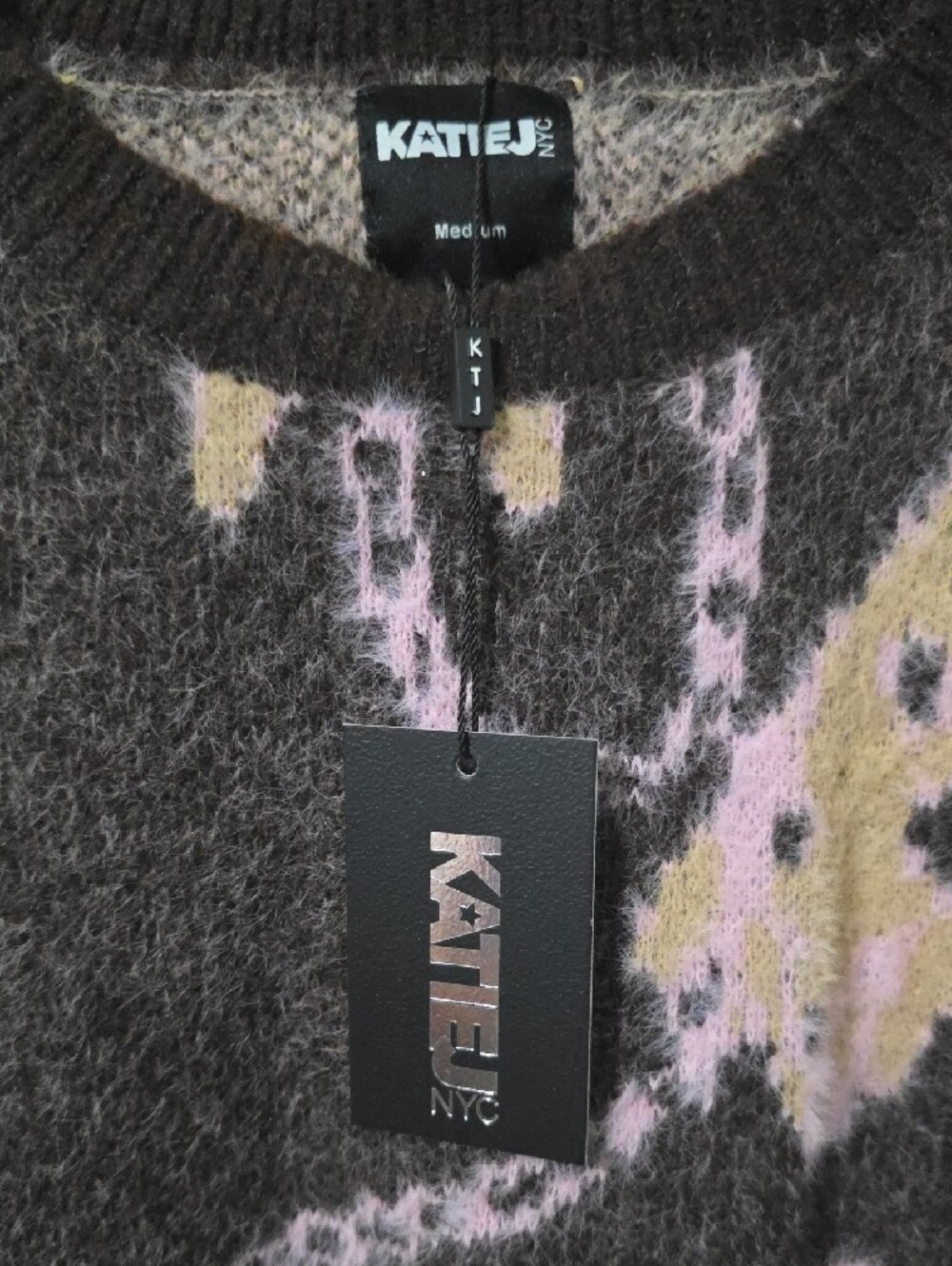 Katie J NYC Brown Fuzzy Crewneck Sweater with Cowgirl Motif - Picture 3 of 4